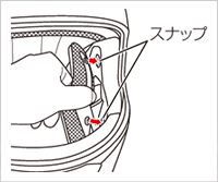 チークパッドの取り付け