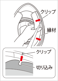 チークパッドの取り付け