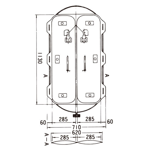 小型船舶用膨脹式救命浮器 TRF-6R 水平型積付用