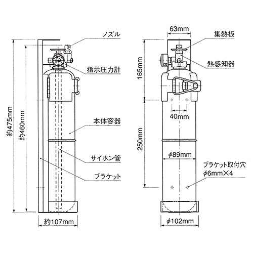 船舶用自動拡散粉末消火器 プロマリン DD-150