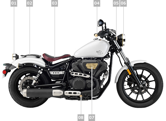 YAMAHA BOLT スリップオンマフラー/バックレスト/サイドバック